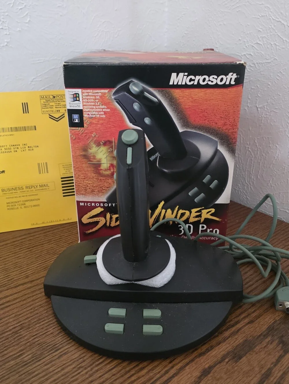 Vintage Microsoft Side Winder 3D Pro PC Joystick Flight Stick 15- Pin Non-USB